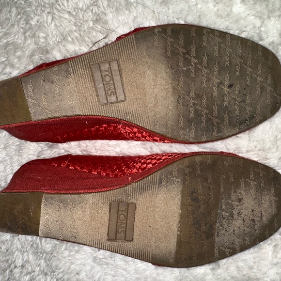 TOMS Savannah Burnt Red Woven Raffia Wedge - Women Color: Red Size: W7 - Picture 7 of 8